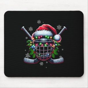 Eishockey-Weihnachtshelm Santa Hut Wintersport Mousepad