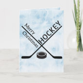 Eishockey Weihnachtskarte - Blue Eis Sticks Puck Karte (Vorderseite)