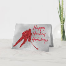 Eishockey Weihnachtskarte - Roter Funken & Silber
