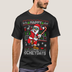 Eishockey Weihnachtsmann Frohe Hockeytage Lustiger T-Shirt