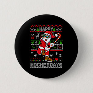 Eishockey Weihnachtsmann Glückliche Hockeytage Lus Button
