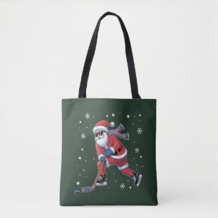 Eishockey-Weihnachtsmann spielt Eissport-Mannschaf Tasche