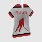 Eishockey Weihnachtsschmuck - funkelnde rote Jerse Ornament (Vorderseite)