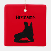 Eishockey Weihnachtsschmuck - Ziegelrot schwarz (Rückseite)