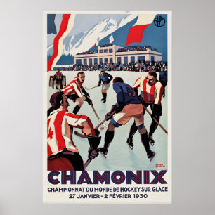 Eishockey-Weltmeisterschaft Chamonix Vintage Poster