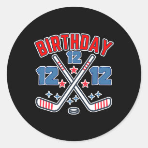 Eishockey Zwölf Geburtstag Junge 12. Party Jungen Runder Aufkleber