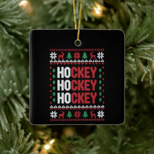Eishockeyliebhaber Weihnachten Santa Lustiges Spor Keramikornament