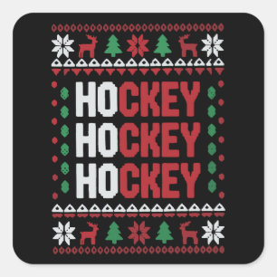 Eishockeyliebhaber Weihnachten Santa Lustiges Spor Quadratischer Aufkleber