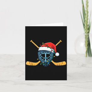 Eishockeymaske mit Weihnachtsmannmütze Weihnachtsl Karte