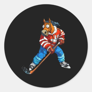 Eishockeypferd  runder aufkleber