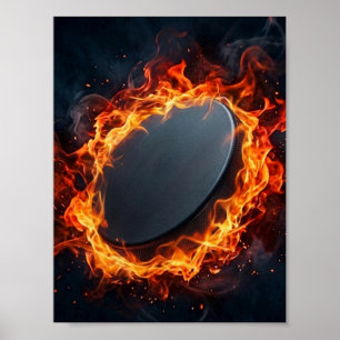 Eishockeypuck in Flammen  Poster