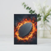 Eishockeypuck in Flammen Postkarte (Stehend Vorderseite)