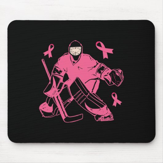Eishockeyschläger Pink Ribbon Brustkrebs Awaren Mousepad (Vorne)
