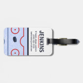 Eishockeyschläger-Rink und Puck-Kid-Farbblock Gepäckanhänger (Rückseite horizontal)