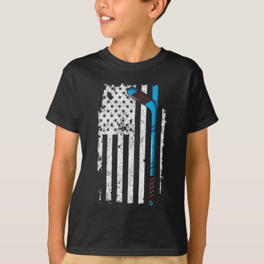 Eishockeyschläger US-amerikanische Flagge T-Shirt (Vorderseite)