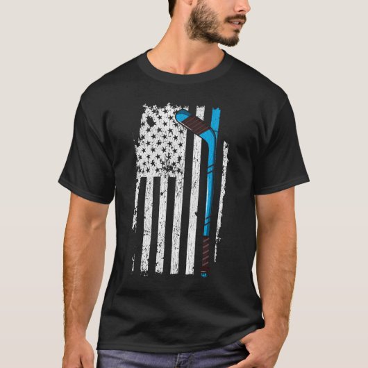 Eishockeyschläger US-amerikanische Flagge T-Shirt (Vorderseite)
