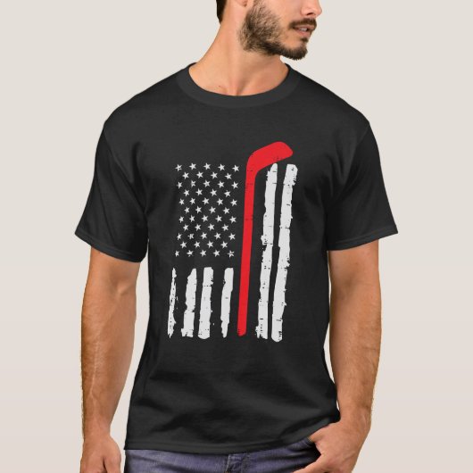 Eishockeyschläger US-Flagge Patriotische Männer Ju T-Shirt (Vorderseite)