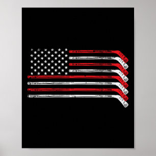 Eishockeyschläger Us Flagge Patriotischer Spieler Poster