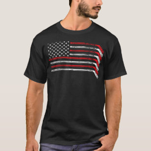 Eishockeyschläger US-Flagge Patriotischer Spieler T-Shirt