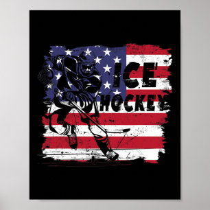Eishockeyspieler Amerika Flagge Eishockeyspieler  Poster