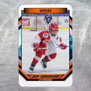Eishockeyspieler-Andenken auf coolem orangefarbene Magnet