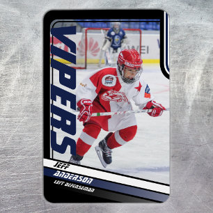 Eishockeyspieler Andenken auf dynamisch blauem Gru Magnet