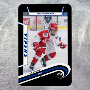 Eishockeyspieler-Andenken auf lebendigem Blau-Schw Magnet