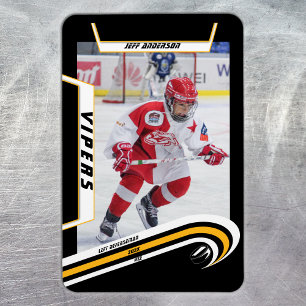 Eishockeyspieler Andenken Auf Lebhaft Gelb Schwarz Magnet