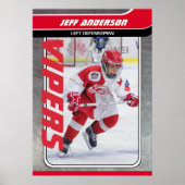 Eishockeyspieler auf individualisierbarem Rotmetal Poster (Vorne)