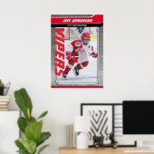 Eishockeyspieler auf individualisierbarem Rotmetal Poster (Heimbüro)