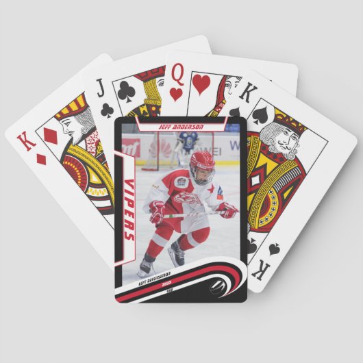 Eishockeyspieler behalten lebendig rotes Kundenver Spielkarten (Rückseite)