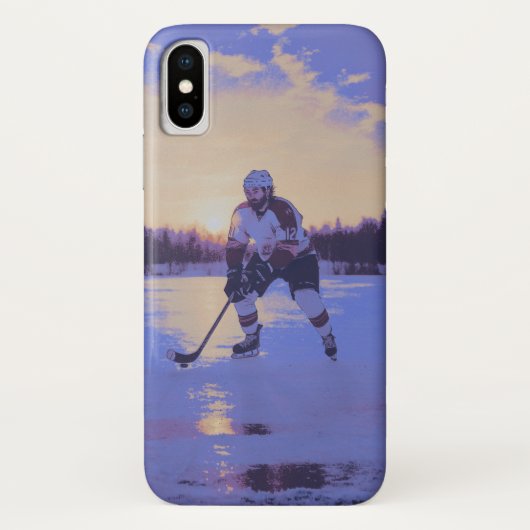 Eishockeyspieler bei Sonnenaufgang Case-Mate iPhone Hülle (Rückseite)