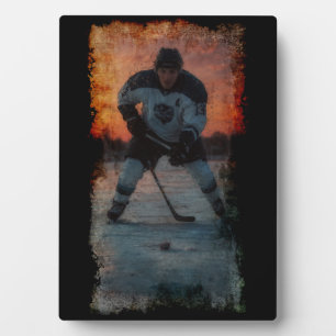 Eishockeyspieler bei Sunset Fotoplatte