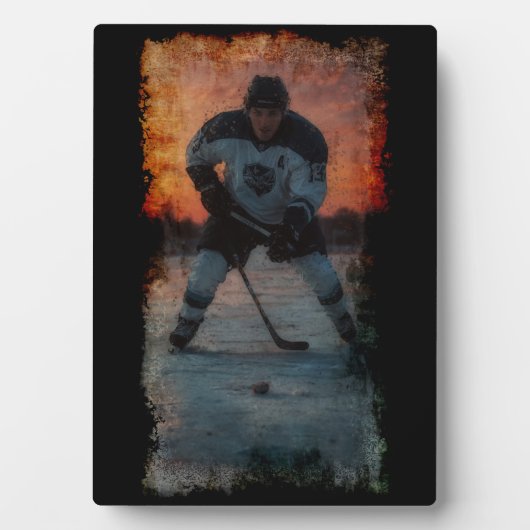 Eishockeyspieler bei Sunset Fotoplatte (Vorderseite)