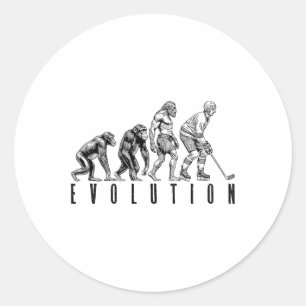Eishockeyspieler Evolution Lustiger Affe Höhlenmen Runder Aufkleber