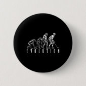 Eishockeyspieler Evolution Lustiger Mann Affe Höhl Button (Vorderseite)
