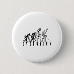 Eishockeyspieler Evolution Lustiger Mann Affe Höhl Button