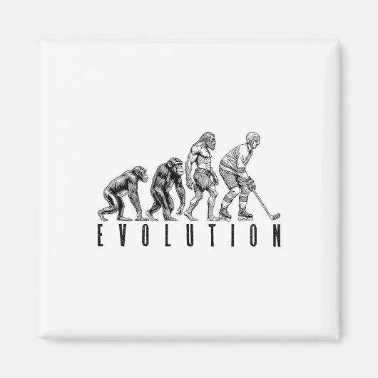 Eishockeyspieler Evolution Lustiger Mann Affe Höhl Magnet (Vorne)
