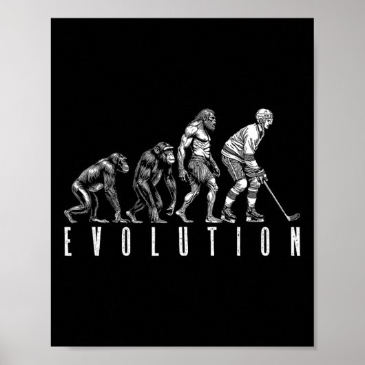 Eishockeyspieler Evolution Lustiger Mann Affe Höhl Poster (Vorne)