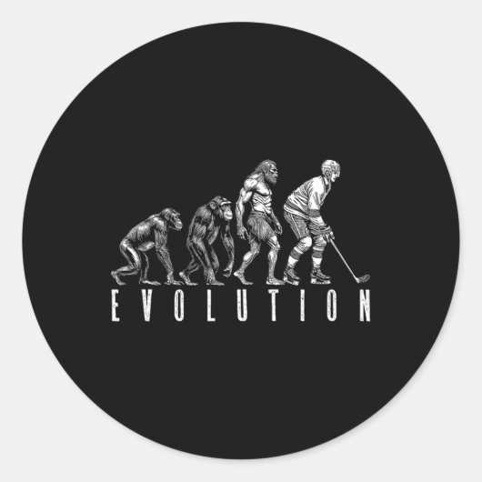 Eishockeyspieler Evolution Lustiger Mann Affe Höhl Runder Aufkleber (Vorderseite)