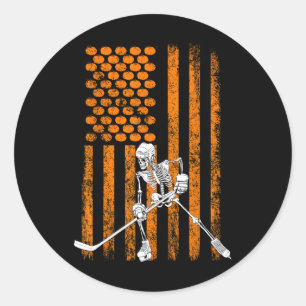 Eishockeyspieler Fan Geschenk Skelett Halloween-Sh Runder Aufkleber