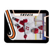 Eishockeyspieler in lebendig orangefarbenem Schwar Magnet (Horizontal)
