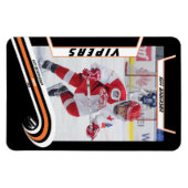 Eishockeyspieler in lebendig orangefarbenem Schwar Magnet (Horizontal)