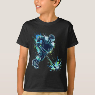 Eishockeyspieler kühlen Hockeyspieler mit Schlitts T-Shirt