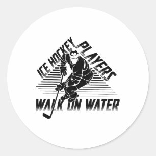 Eishockeyspieler laufen auf Wasser Lustiges Hockey Runder Aufkleber