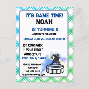Eishockeyspieler Sportthema Einladungskarte