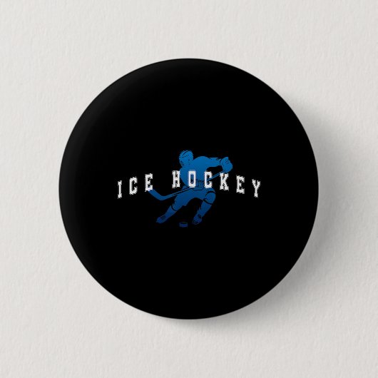 Eishockeyspieler Team Blau Universitäts-Text Button (Vorderseite)