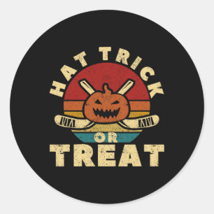 Eishockeyspieler Trainer Halloween-Kürbiskappe Tri Runder Aufkleber
