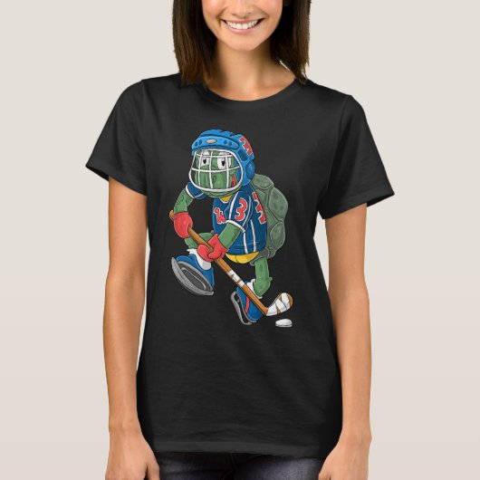 Eishockeyspieler Turtle T-Shirt (Vorderseite)