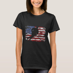 Eishockeyspieler USA Amerikanische Flagge 4. Juli T-Shirt